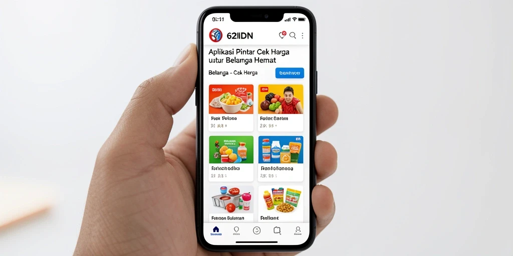 Antarmuka aplikasi 62IDN menampilkan fitur Cek Harga yang mudah digunakan.