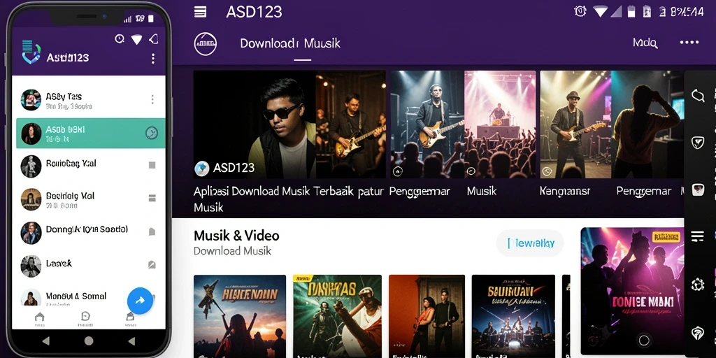 Antarmuka sederhana dan intuitif aplikasi Download Musik ASD123.
